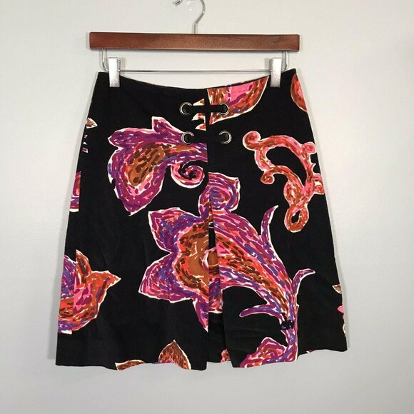Etcetera Womens Floral Print Skirt Black Multicolor Size 0 Cotton & Spandex - Picture 1 of 4